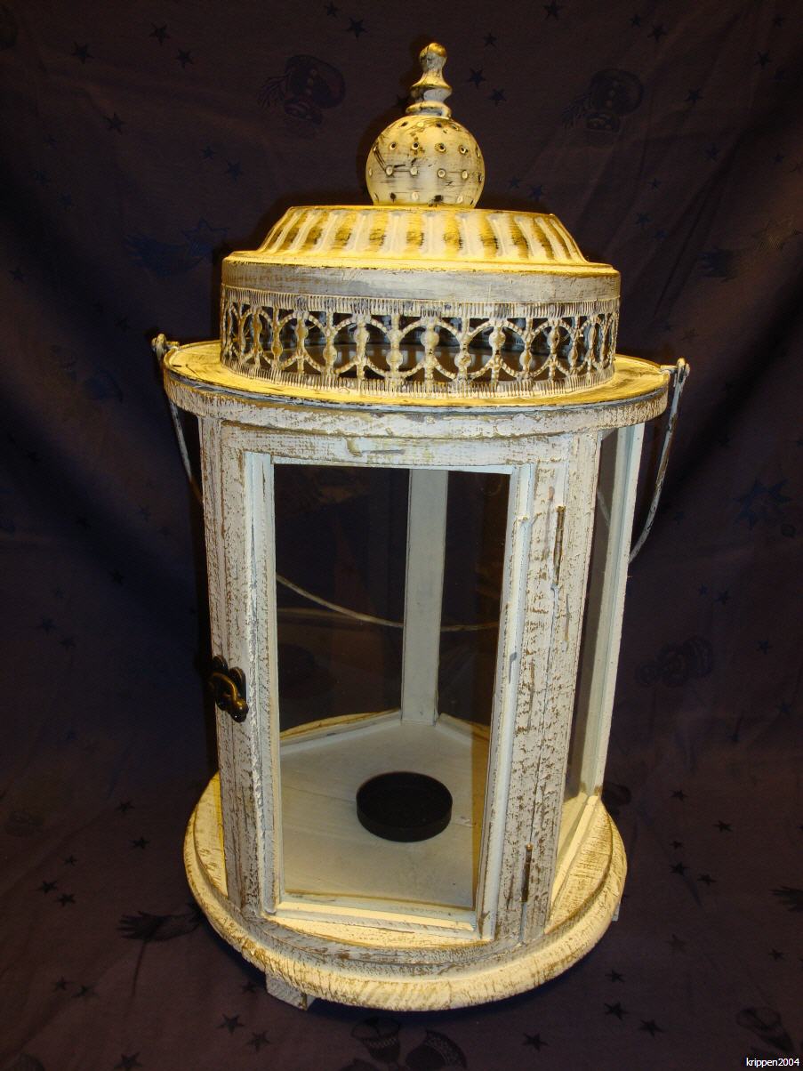 Holzlaterne Antikweiß, Holzlaterne Deco