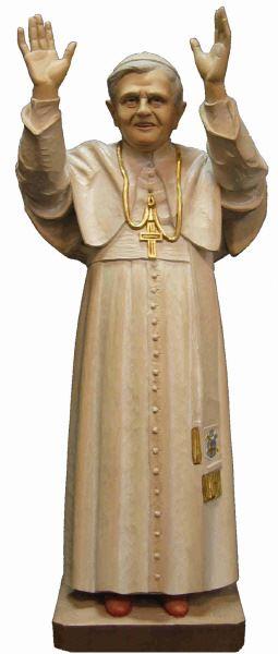 Papst Benedikt Holzfigur in Color