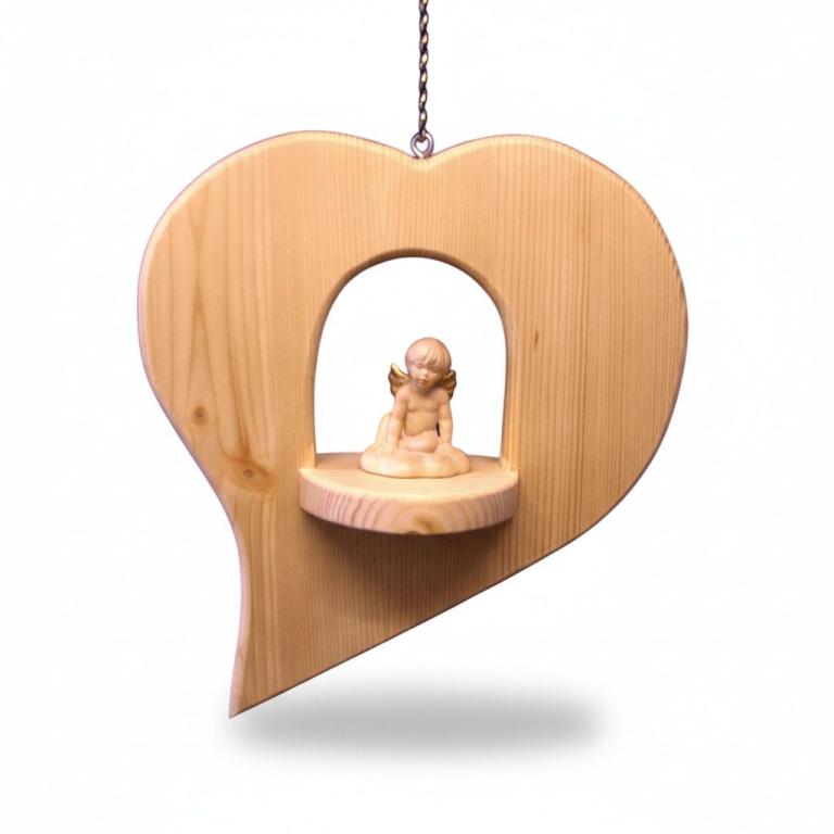 Herz mit Wolken Engel- Holzschnitzerei