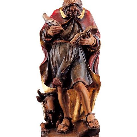 Holzfigur Hl. Lukas Evangelist mit Buch und Stier