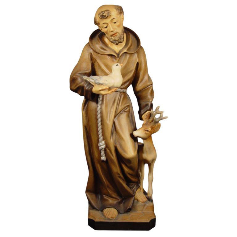 Hl. Franziskus – holzgeschnitzte Heiligenfigur des Schutzpatrons der Tiere