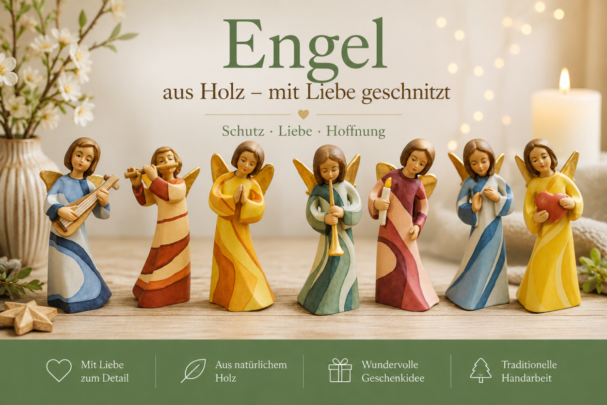 Moderne Engel aus Holz – liebevoll gestaltete Holzengel als Geschenkidee und Dekoration