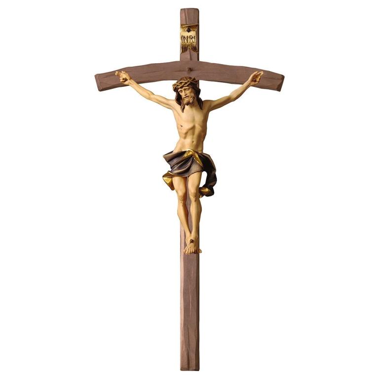 Kruzifix Nazarener Balken gebogen- Color- Blau 410001_55