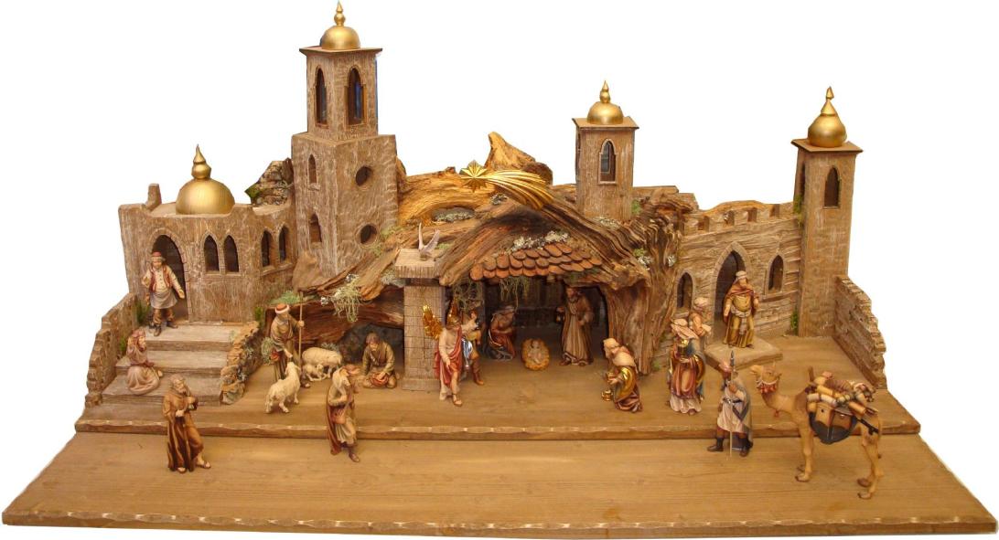 Orientalische Krippenställe handgeschnitzt