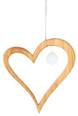 Holzhaenger mit Kristall Herz- Deco