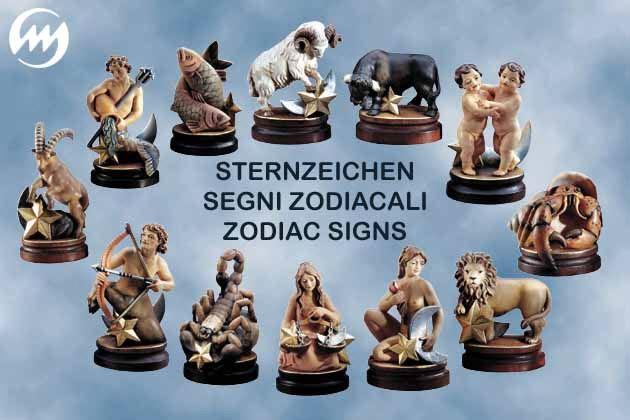 Alle 12 Sternzeichen aus Holz geschnitzt