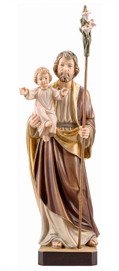 Hl. Josef mit Kind und Lilienstab_color- Holzfigur-