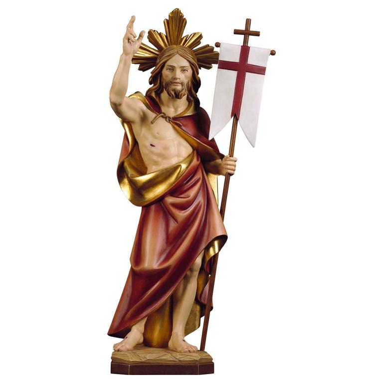 Auferstehung Christi mit Schein – holzgeschnitzte Holzfigur und Heiligenfigur