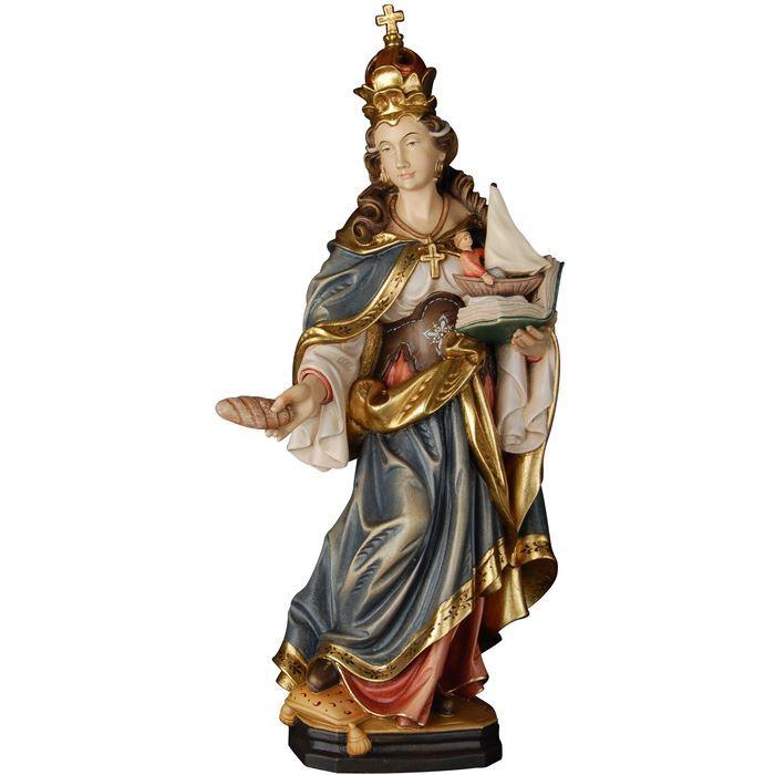 geschnitzte heilige adelheid holzfigur mit brot und schiff