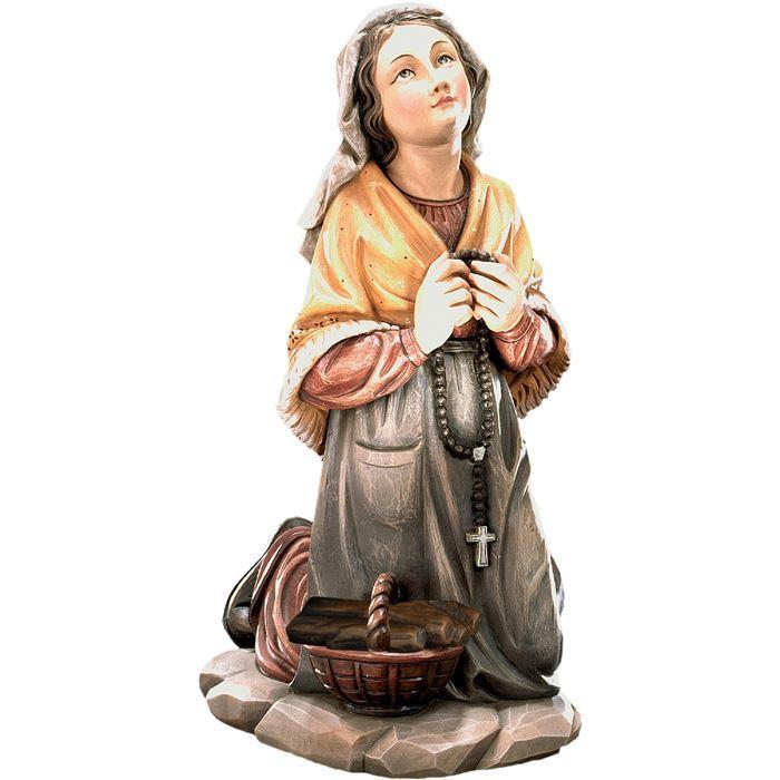 hl bernadette soubirous holzfigur mit rosenkranz geschnitzt