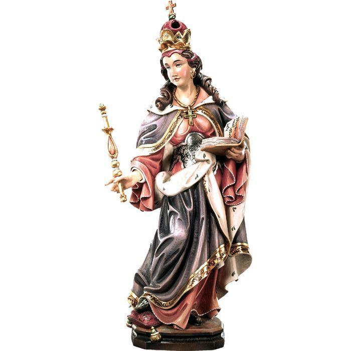 Hl. Irene mit Buch als handbemalte Heiligenfigur aus Holz