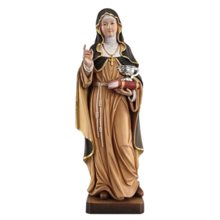 Hl. Hildegard mit Salbentopf als Heiligenfigur aus Holz