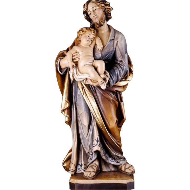 Hl. Josef mit Jesuskind – holzgeschnitzte Heiligenfigur aus Ahornholz