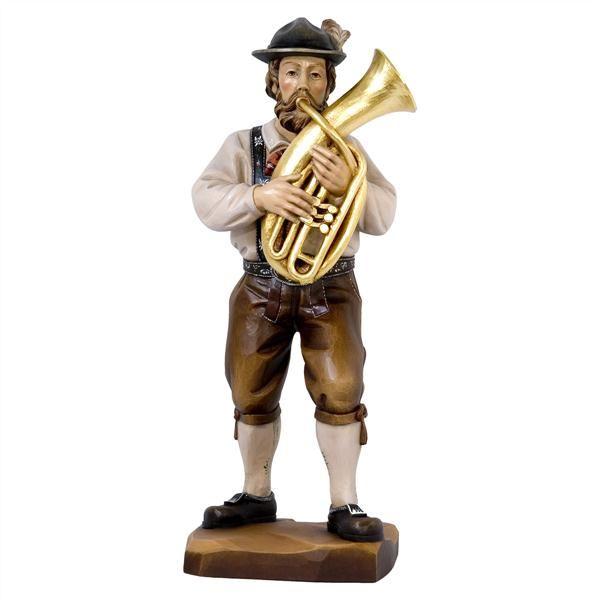 tenorhornspieler holzschnitzerei musikant