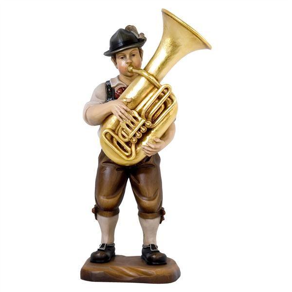 Musiker Tubaspieler-Holzfigur in Color-Small-