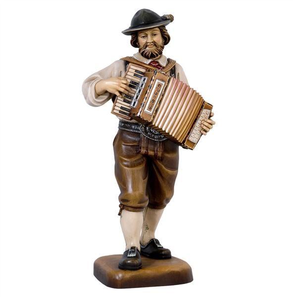 Ziehharmonikaspieler- Holzfigur in Color-