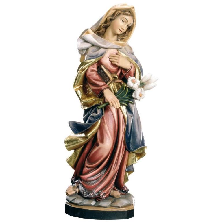 Madonna Immacolata mit Lilie- Holzfigur in Color-