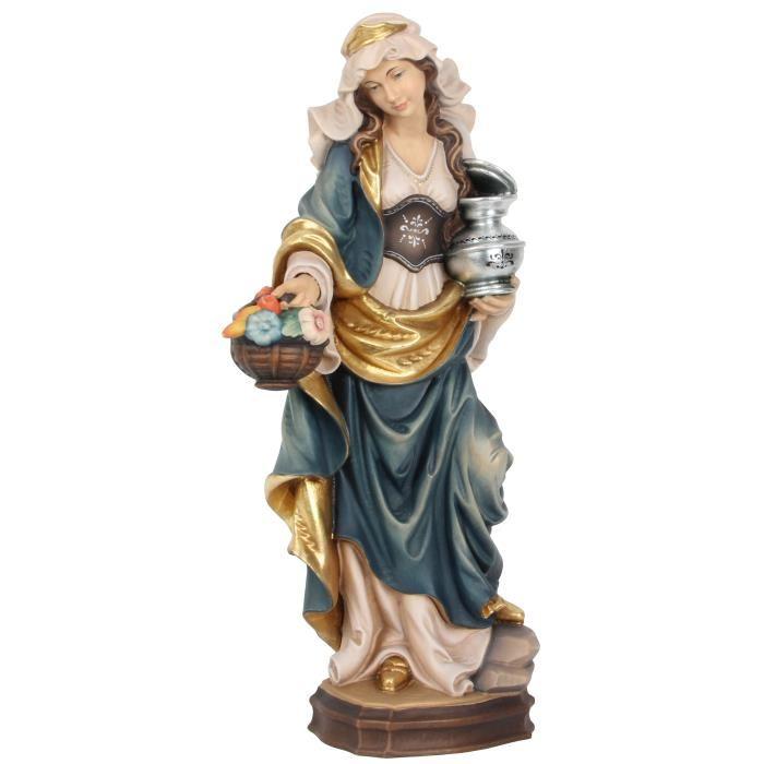 Heilige Dorothea mit Blumenkorb als geschnitzte Holzfigur