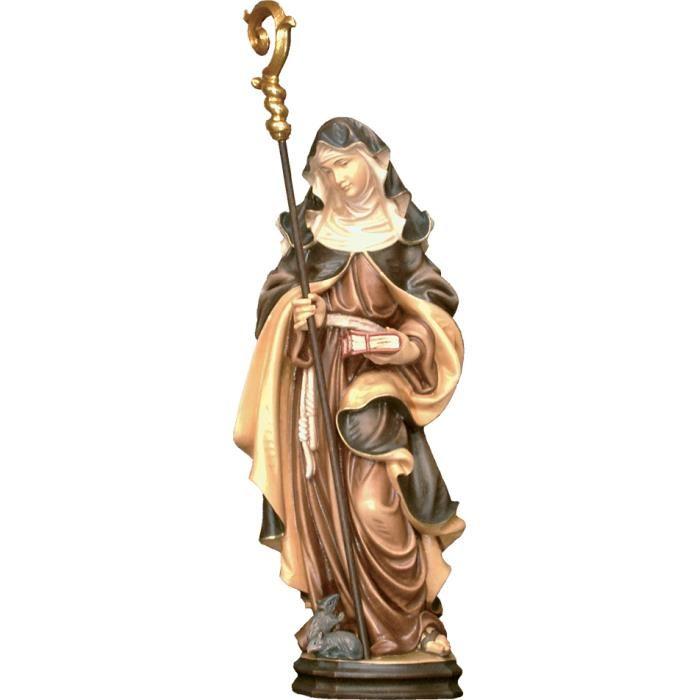 Hl. Gertrud von Nivelles als holzgeschnitzte Heiligenfigur aus Bergahorn