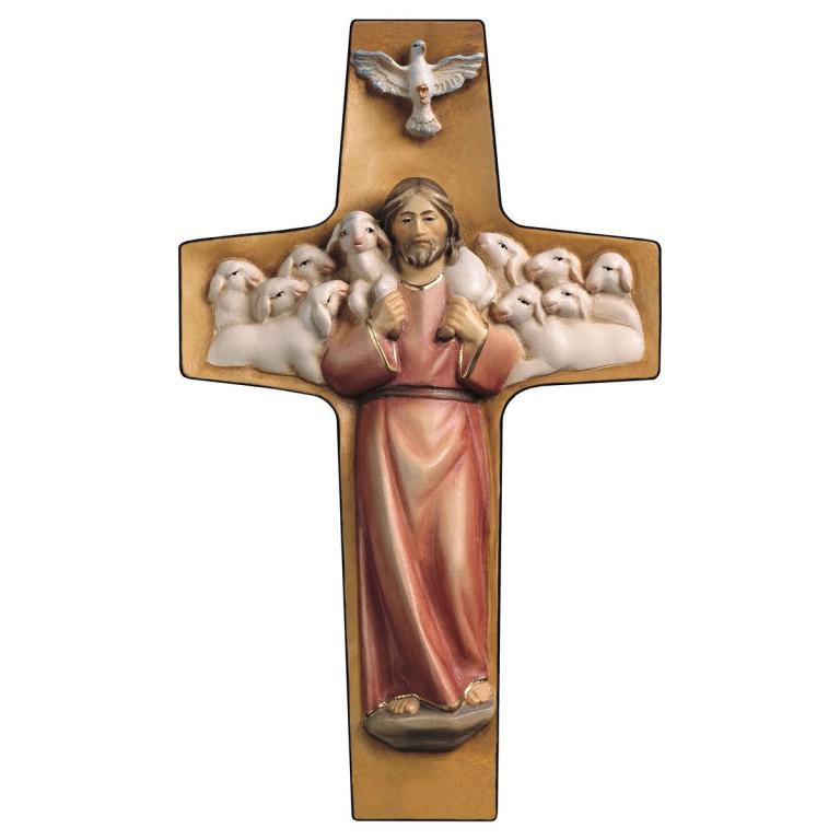 kinderkreuz guter hirte holz jesus schafe