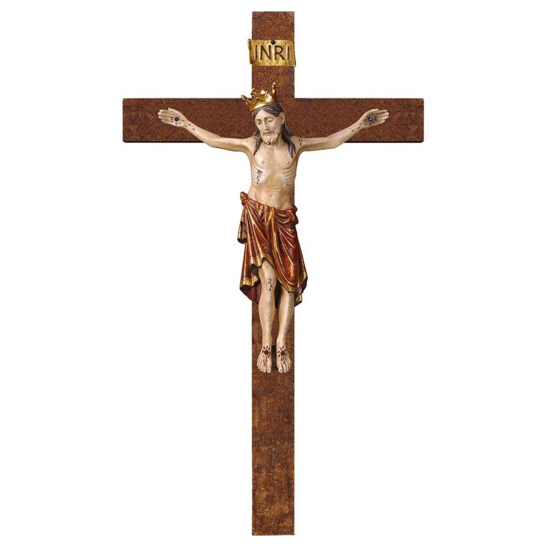 Kruzifix Romanisch mit Krone Balken gerade- Echtgold Antik-425000_6