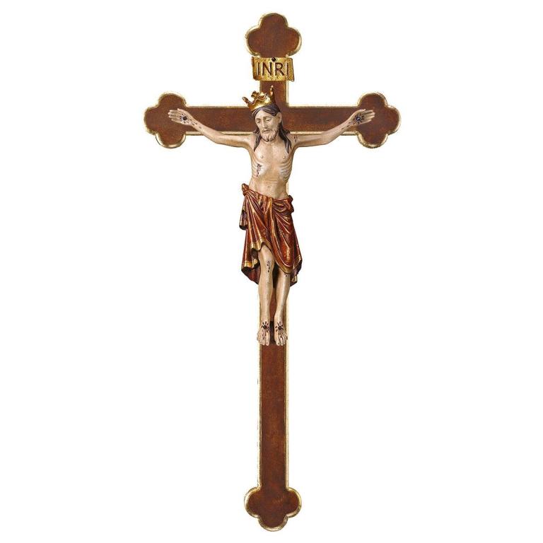 Kruzifix Romanisch mit Krone Barockbalken- Echtgold Antik-425002_6