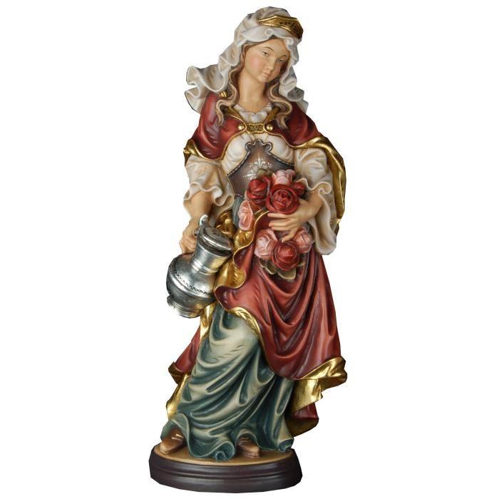 heilige elisabeth holzfigur mit rosen geschnitzt