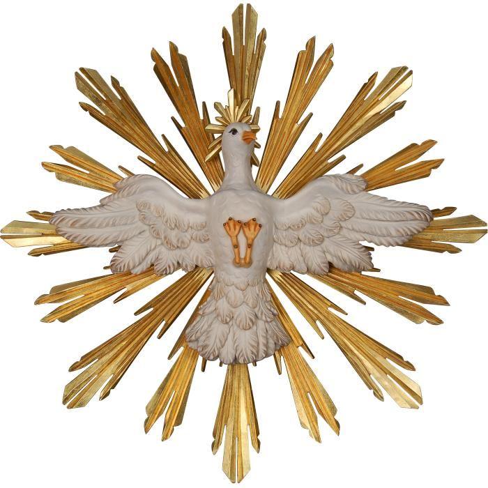 heiliger geist taube holzfigur mit strahlenkranz