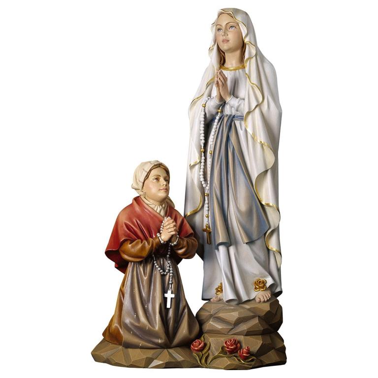 erscheinungsgruppe lourdes holzschnitzerei madonna bernadette geschnitzt