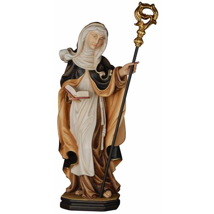 Hl. Edith von Wilton mit Buch als holzgeschnitzte Heiligenfigur aus Bergahorn