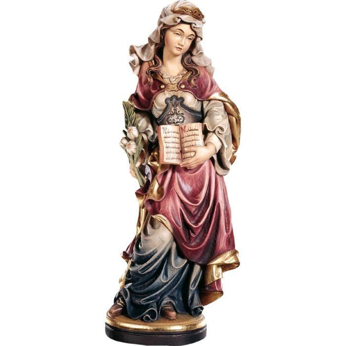 Hl. Elfriede mit Palmenzweig als holzgeschnitzte Heiligenfigur aus Bergahorn