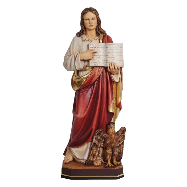 Holzfigur Hl. Johannes Evangelist mit Adler und Evangelienbuch