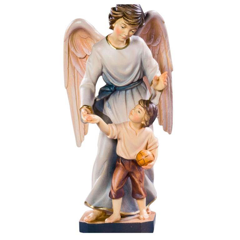 schutzengel mit junge holzengel kinder taufe geschnitzt