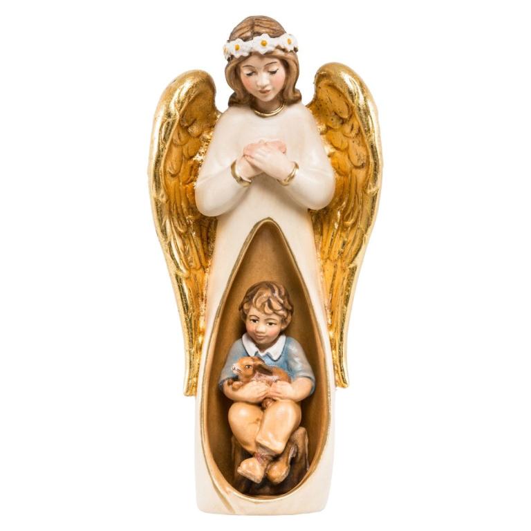 schutzengel mit junge holz geschnitzt kaufen