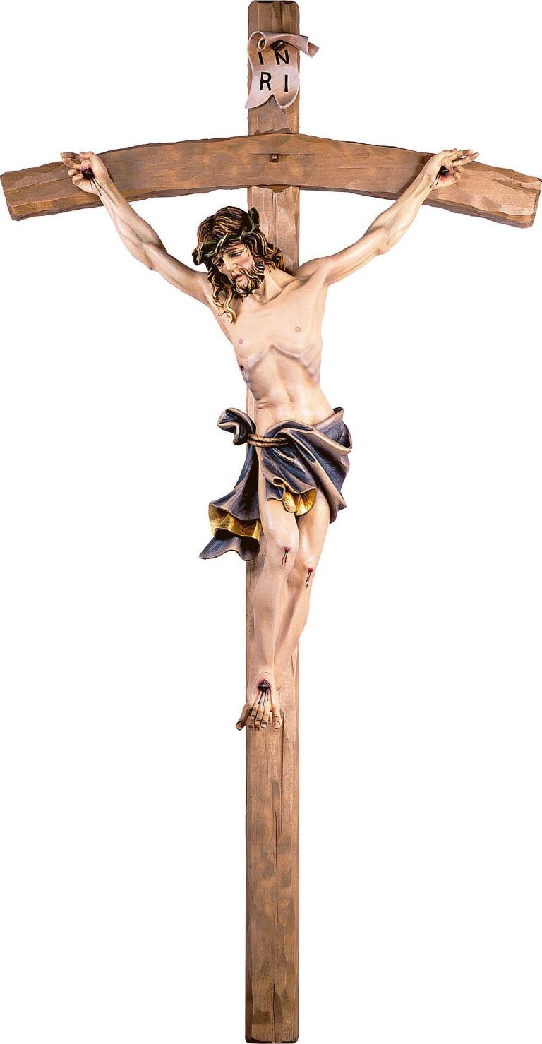 alpenchristus mit gebogenem balken holzkreuz corpus jesus holz