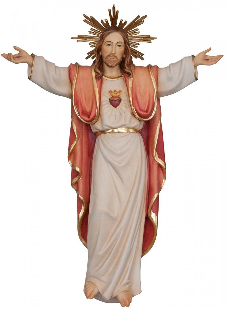 Herz Jesus hängend mit Gloriole incolor- Holzfigur-