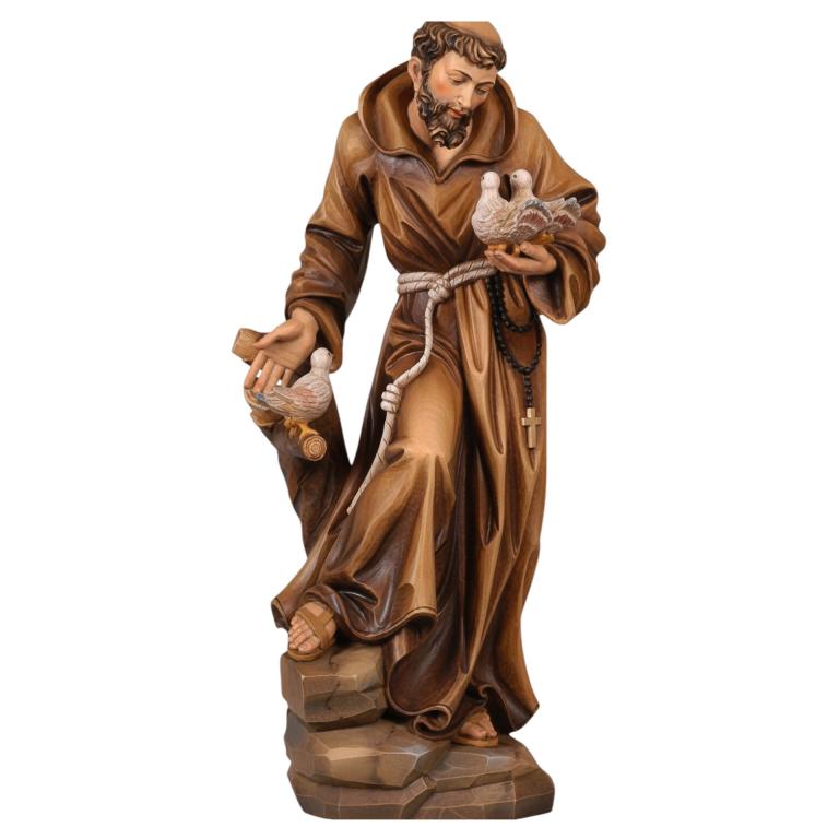 Hl. Franziskus – holzgeschnitzte Heiligenfigur des Schutzpatrons der Tiere