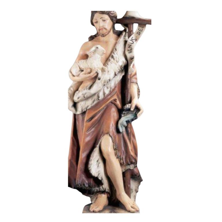 Johannes der Täufer mit Lamm- Holzfigur