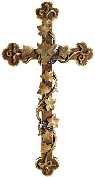 efeukreuz holzgeschnitzt wandkreuz efeuranken holz