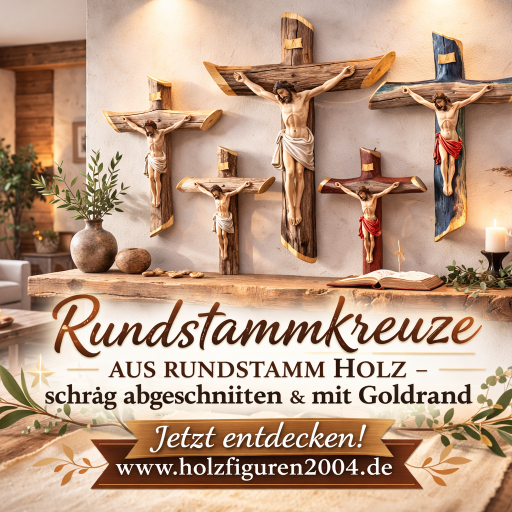 Rustikale Rundstammkreuze bei Holzfiguren2004