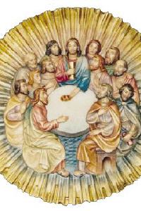 Abendmahlrelief rund mit Strahlen