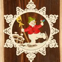 Holz-Behang "Schneemann auf Schlittschuh"