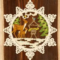 Holz-Behang "Rehe im Wald" - klassische Farbg.